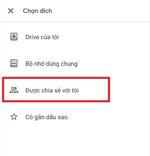 Cách tải file lên drive của người khác bằng điện thoại bước 4